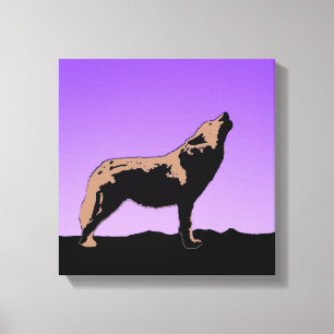 Howling Wolf at Sunset - Original Wildlife Art Canvas Print