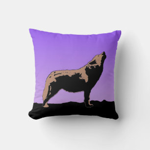 Howling Wolf at Sunset - Original Wildlife Art Cushion