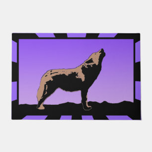 Howling Wolf at Sunset - Original Wildlife Art Doormat