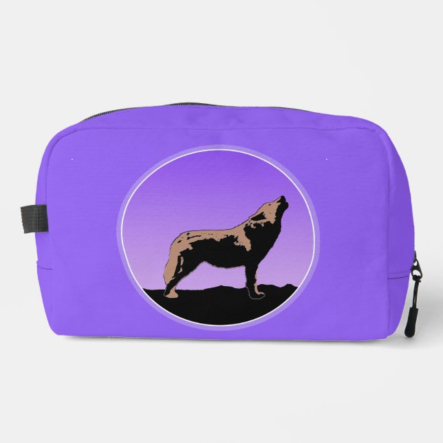 Howling Wolf at Sunset  - Original Wildlife Art Dopp Kit (Front)