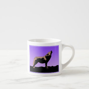 Howling Wolf at Sunset  - Original Wildlife Art Espresso Cup