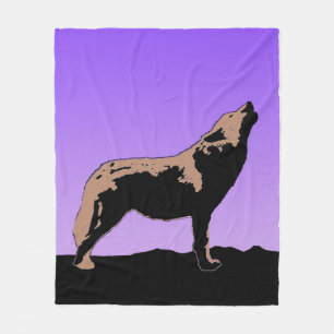 Howling Wolf at Sunset - Original Wildlife Art Fleece Blanket
