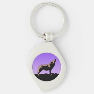 Howling Wolf at Sunset  - Original Wildlife Art Key Ring