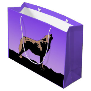 Howling Wolf at Sunset - Original Wildlife Art Large Gift Bag