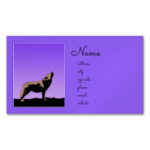 Howling Wolf at Sunset  - Original Wildlife Art Magnetic Business Card