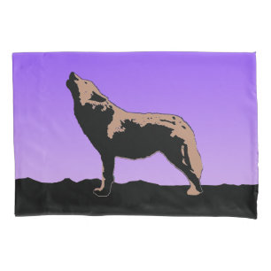 Howling Wolf at Sunset  - Original Wildlife Art Pillowcase