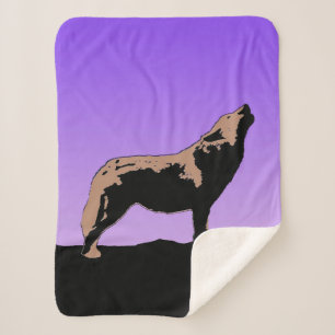 Howling Wolf at Sunset - Original Wildlife Art Sherpa Blanket