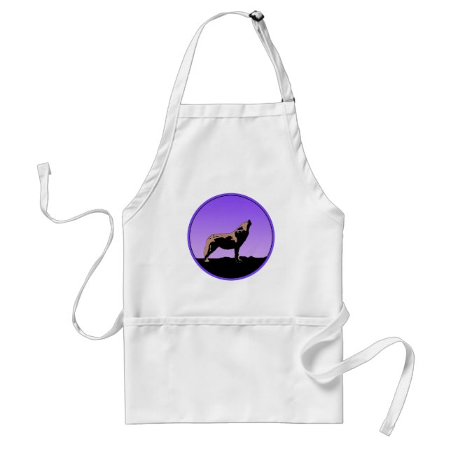 Howling Wolf at Sunset  - Original Wildlife Art Standard Apron (Front)