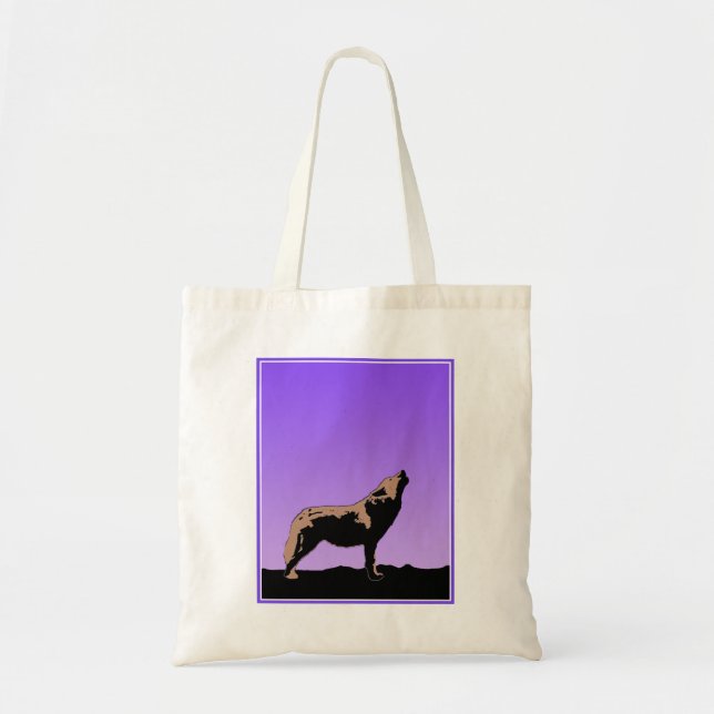 Howling Wolf at Sunset  - Original Wildlife Art Tote Bag (Front)