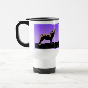 Howling Wolf at Sunset  - Original Wildlife Art Travel Mug