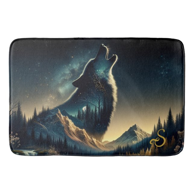 Howling Wolf Bath Mat (Front)