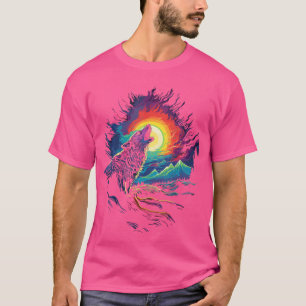 Howling Wolf Blacklight Painting The Full Moon T-Shirt