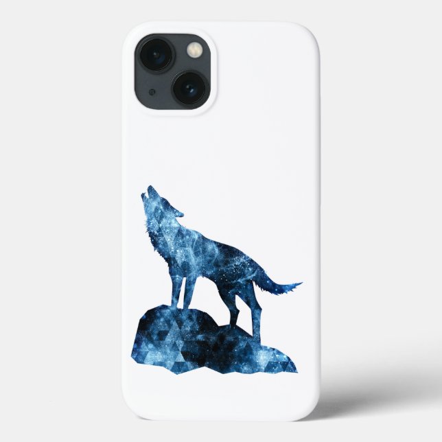 Howling Wolf blue sparkly smoke silhouette Case-Mate iPhone Case (Back)