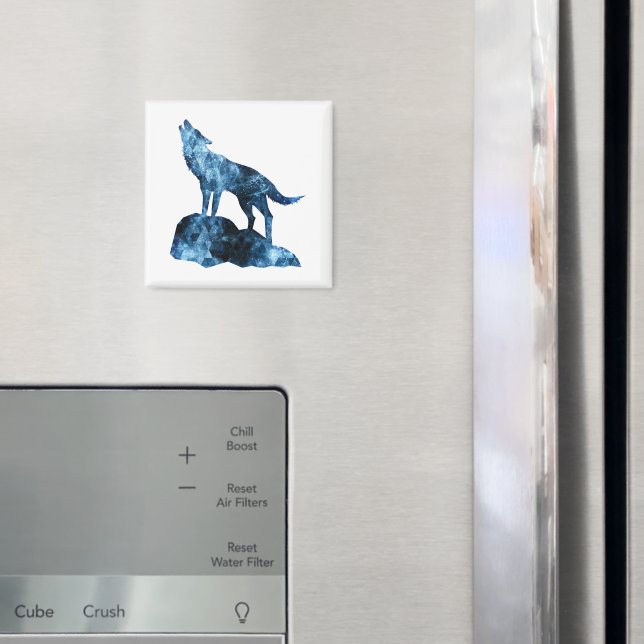 Howling Wolf blue sparkly smoke silhouette Magnet (In Situ (Fridge))