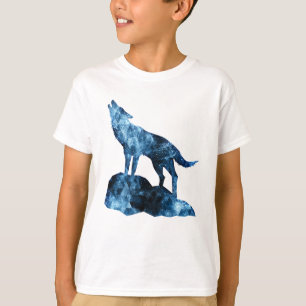 Howling Wolf blue sparkly smoke silhouette T-Shirt
