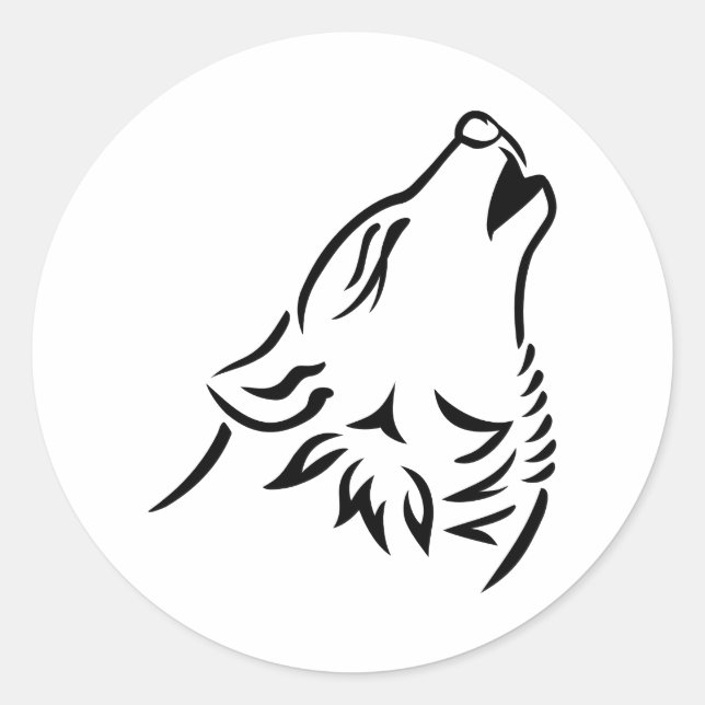 Howling wolf classic round sticker (Front)