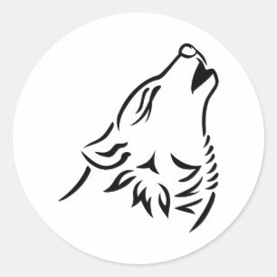 Howling wolf classic round sticker