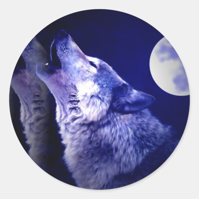 Howling Wolf Classic Round Sticker (Front)