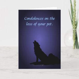 Howling Wolf Condolences Pet Sympathy Card
