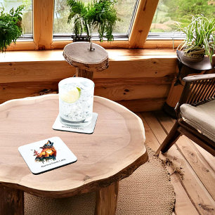 Howling wolf double exposure sunset personalised coaster