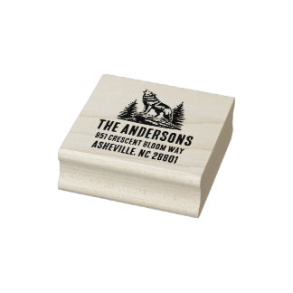 Howling Wolf Family Name Return Address Rubber Stamp