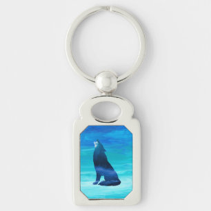 Howling Wolf for Wolf Lovers Key Ring