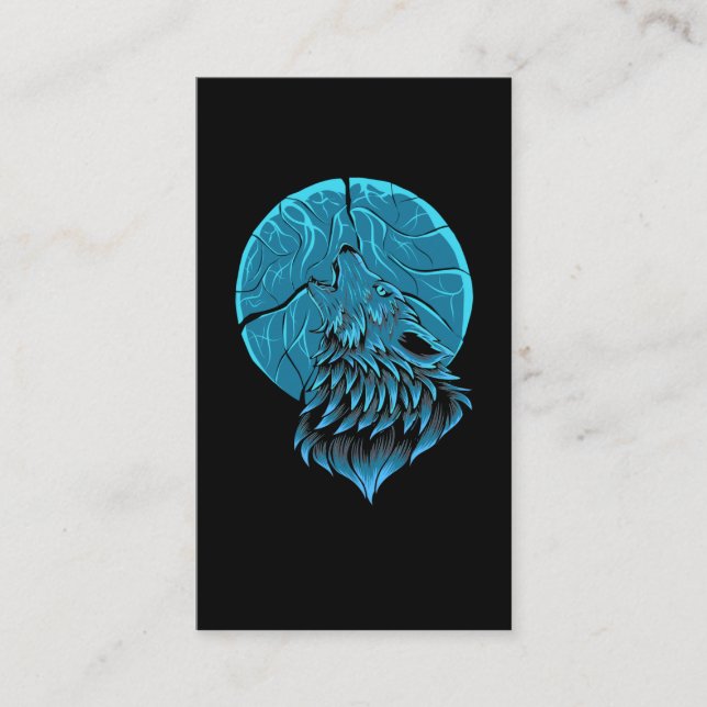 Howling Wolf Forest Animal Moon Business Card (Front)