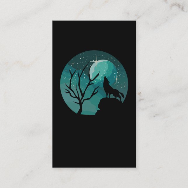 Howling Wolf Forest Animal Moon Nature Love Business Card (Front)