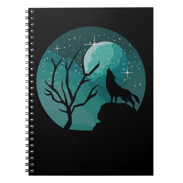 Howling Wolf Forest Animal Moon Nature Love Notebook (Front)