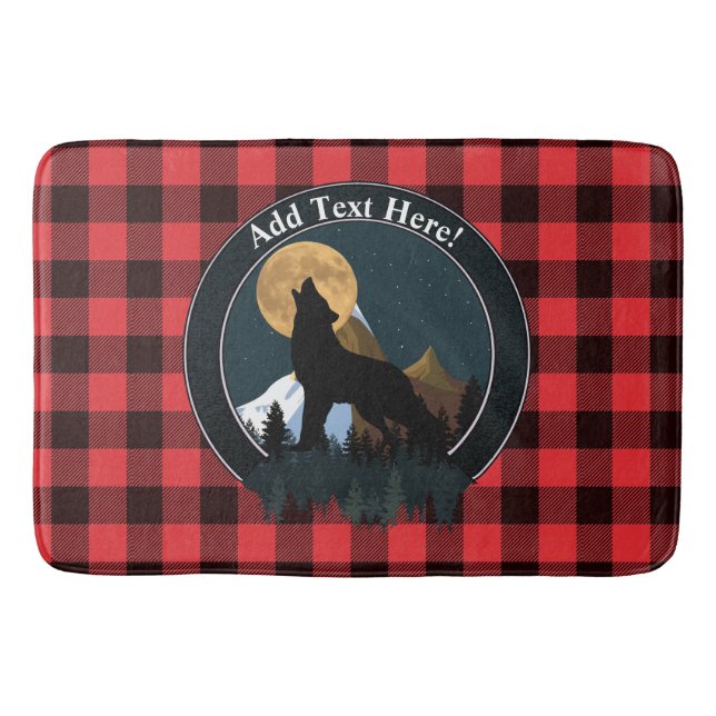 Howling Wolf Full Moon Bath Mat (Front)