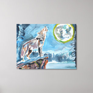 Howling Wolf Full Moon Canvas Print