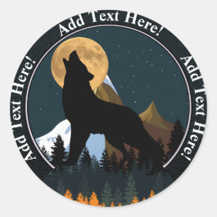 Howling Wolf Full Moon Classic Round Sticker