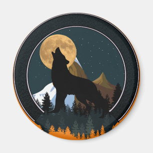 Howling Wolf Full Moon Magnet