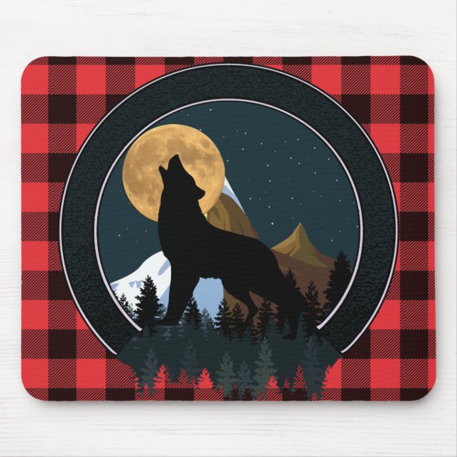 Howling Wolf Full Moon Mouse Mat (Front)
