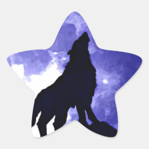Howling Wolf & Fullmoon Star Sticker