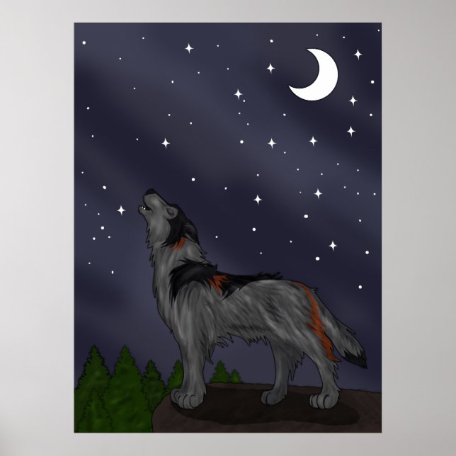 Howling Wolf (Grey) Poster (Front)