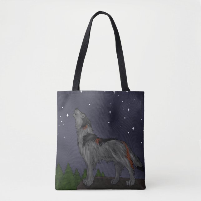 Howling Wolf (Grey) Tote Bag (Front)