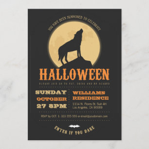 Howling Wolf Halloween Party Invite