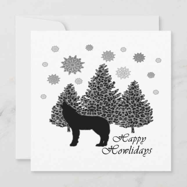 Howling Wolf Happy Howlidays Leopard Pattern Snow  (Front)