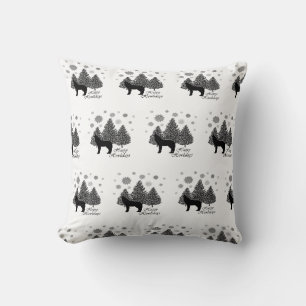 Howling Wolf Happy Howlidays Leopard Pattern Snow  Cushion