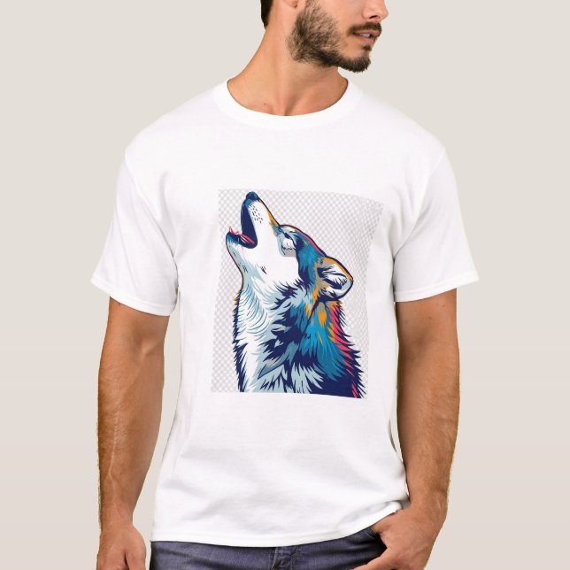 Howling Wolf Head – Colourful Wild Spirit T-Shirt (Front)