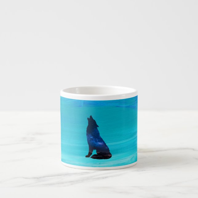 Howling Wolf, Howling Dog in Double Exposure  Espresso Cup (Front)
