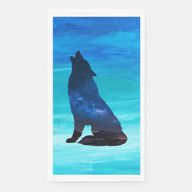 Howling Wolf, Howling Dog in Double Exposure  Napkin (Front)