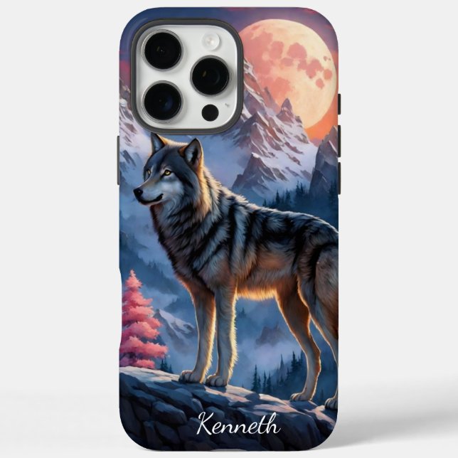 Howling Wolf in Moonlight Night Case-Mate iPhone Case (Back)