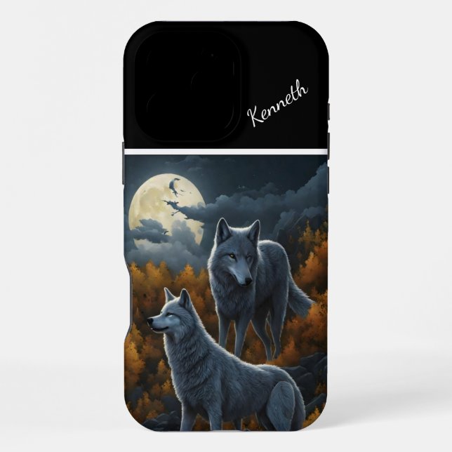 Howling Wolf in Moonlit Night iPhone Case (Back)