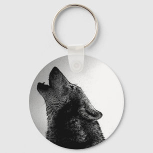 Howling Wolf in Snow Key Ring