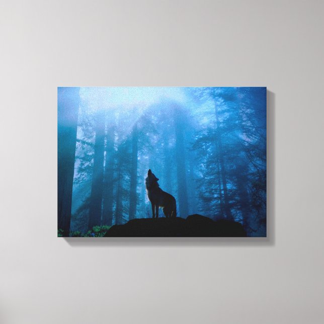 Howling Wolf in Wilderness Canvas Print (Front)