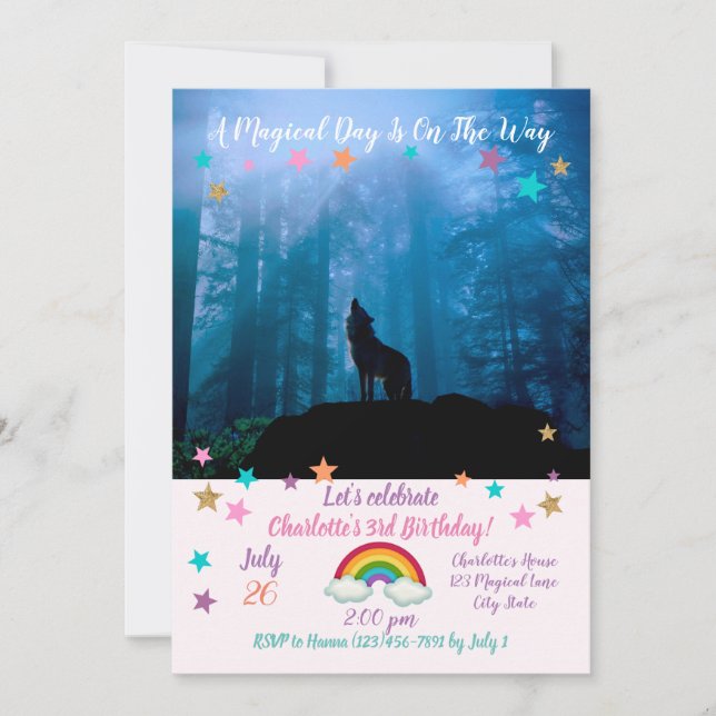 Howling Wolf in Wilderness Invitation (Front)