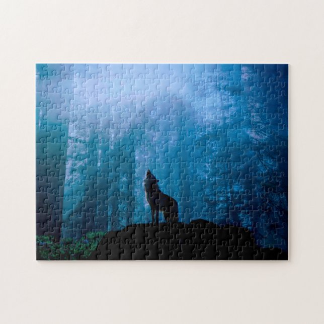 Howling Wolf in Wilderness Jigsaw Puzzle (Horizontal)