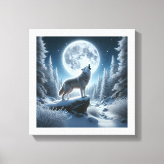 Howling Wolf In Winter Canvas Print